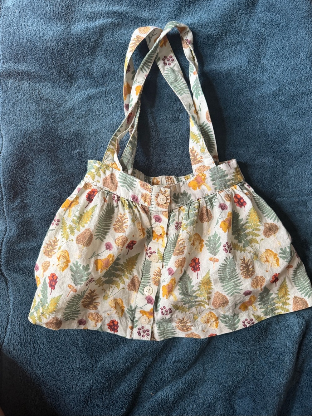 kate quinn Cream skirt /romper with Green, Yellow & Brown Botanical Print